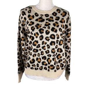 Knox Rose Leopard Sweater Medium Crew Pullover New